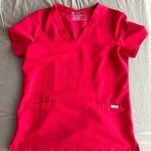 Used FIGS Pop Red scrub set